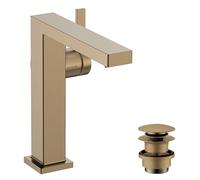 hansgrohe Tecturis E Fine - grifo lavabo con vaciador Push-Open, ahorro de energía (CoolStart), grifo monomando lavabo 173 mm, mezclador lavabo ahorro de agua (EcoSmart+), bronce cepillado, 73040140