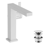 hansgrohe Tecturis E Fine - grifo lavabo con vaciador Push-Open, ahorro de energía (CoolStart), grifo monomando lavabo 173 mm, mezclador lavabo ahorro de agua (EcoSmart+), blanco mate, 73040700