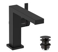 hansgrohe Tecturis E Fine mezclador monomando de lavabo 110, proyección 155mm, juego de desagüe, CoolStart, EcoSmart+, 73020670, Color: negro mate