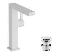 hansgrohe Tecturis E Fine Mezclador monomando de lavabo 210, orientable, proyección 157mm, con juego de desagüe, CoolStart, EcoSmart+, 73060700, Color: Blanco Mate