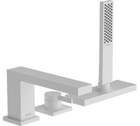 hansgrohe Tecturis E mezclador monomando de borde de bañera, 3 agujeros, proyección 206mm, incl. accesorios y sBox, 2 consumidores, 73443700, Color: Blanco Mate