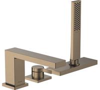 hansgrohe Tecturis E, grifo bañera de 3 agujeros para borde de bañera para 2 funciones con caja del flexo (sBox), mezlador monomando bañera, grifo monomando de bañera, bronce cepillado