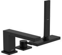 hansgrohe Tecturis E mezclador monomando de borde de bañera, 3 agujeros, proyección 206mm, incl. accesorios y sBox, 2 consumidores, 73443670, Color: negro mate