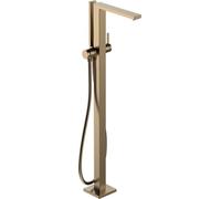 hansgrohe Tecturis E - grifo bañera de pie para 2 funciones con flexo de ducha 1,25m y ducha de mano (2 tipos de chorro), mezlador monomando bañera, bronce cepillado, 73445140