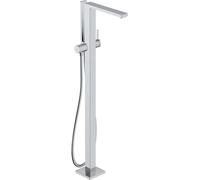 hansgrohe Tecturis E - grifo bañera de pie para 2 funciones con flexo de ducha 1,25m y ducha de mano (2 tipos de chorro), mezlador monomando bañera, grifo monomando de bañera, cromo, 73445000