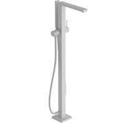 hansgrohe Tecturis E - grifo bañera de pie para 2 funciones con flexo de ducha 1,25m y ducha de mano (2 tipos de chorro), mezlador monomando bañera, grifo monomando de bañera, blanco mate, 73445700