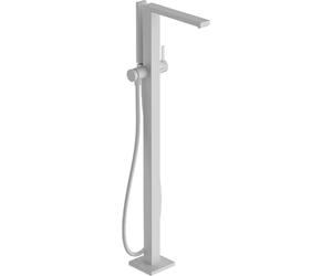 hansgrohe Tecturis E - grifo bañera de pie para 2 funciones con flexo de ducha 1,25m y ducha de mano (2 tipos de chorro), mezlador monomando bañera, grifo monomando de bañera, blanco mate, 73445700