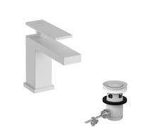 hansgrohe Tecturis E mezclador monomando de lavabo 80, 122 mm de saliente, con juego de desagüe, CoolStart, EcoSmart+, 73002700, Color: Blanco Mate