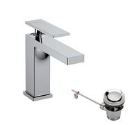hansgrohe Tecturis E mezclador monomando de lavabo 110, proyección 144mm, con juego de desagüe, EcoSmart+, 73010000, Color: cromado