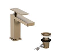 hansgrohe Tecturis E - grifo lavabo con vaciador automático, grifo monomando lavabo 117 mm, mezclador monomando lavabo ahorro de agua (EcoSmart+), bronce cepillado, 73010140