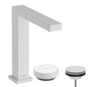hansgrohe Tecturis E - grifo lavabo de 2 agujeros con desagüe, ahorro de energía (CoolStart), grifo monomando lavabo 173mm, mezclador monomando lavabo ahorro de agua (EcoSmart+), blanco mate, 73053700