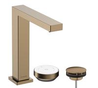 hansgrohe Tecturis E - grifo lavabo de 2 agujeros con desagüe, ahorro de energía (CoolStart), grifo monomando lavabo 173 mm, mezclador lavabo ahorro de agua (EcoSmart+), bronce cepillado, 73053140
