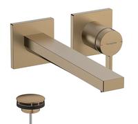 hansgrohe Tecturis E - grifo lavabo empotrado con desagüe, grifo monomando lavabo 22,5 cm, mezclador monomando lavabo ahorro de agua (EcoSmart+), bronce cepillado, 73051140