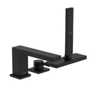 hansgrohe Tecturis E mezclador monomando de borde de bañera, 3 agujeros, proyección 206mm, in ccesorios y sBox, 2 consumidores, 73443670, Color: negro mate