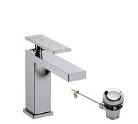 hansgrohe Tecturis E mezclador monomando de lavabo 110, proyección 144mm, con juego de desagüe, CoolStart, EcoSmart+, 73014000, Color: cromado