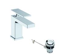 hansgrohe Tecturis E mezclador monomando de lavabo 80, 122 mm de proyección, con juego de desagüe, CoolStart, EcoSmart+, 73002000, Color: cromado