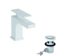 hansgrohe Tecturis E mezclador monomando de lavabo 80, 122 mm de proyección, con juego de desagüe, CoolStart, EcoSmart+, 73002700, Color: Blanco Mate