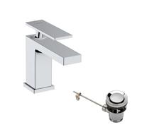 hansgrohe Tecturis E mezclador monomando de lavabo 80, 122 mm de proyección, con juego de desagüe, CoolStart, EcoSmart+, 73002000, Color: cromado