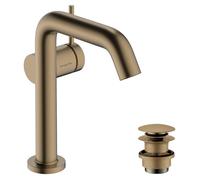 hansgrohe Tecturis S Fine - grifo lavabo con vaciador Push-Open, ahorro de energía (CoolStart), grifo monomando lavabo 151 mm, mezclador lavabo ahorro de agua (EcoSmart+), bronce cepillado, 73340140