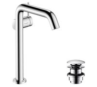 hansgrohe Tecturis S Fine - grifo lavabo con vaciador Push-Open, grifo monomando lavabo 230 mm, mezclador monomando lavabo ahorro de agua (EcoSmart+), cromo, 73370000