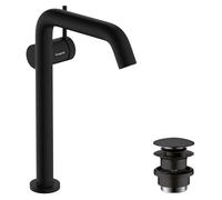 hansgrohe Tecturis S mezclador monomando de lavabo 240 Fine CoolStart ahorro de agua+para lavabos sobre encimera, 167 mm de proyección, 73370670, Color: negro mate