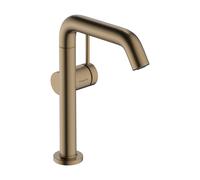 hansgrohe Tecturis S Fine Mezclador monomando de lavabo ComfortZone210, CoolStart, con caño giratorio y desagüe automático PUSH, 73364140, Color: Bronce cepillado