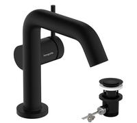 hansgrohe Tecturis S grifería de lavabo 110 Fine CoolStart, EcoSmart+, con juego de desagüe, 130mm de alcance, 73323670, Color: negro mate