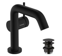 hansgrohe Tecturis S grifería de lavabo 110 Fine CoolStart, EcoSmart+, con juego de desagüe PUSH, 130 mm de alcance, 73320670, Color: negro mate