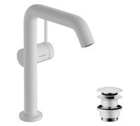 hansgrohe Tecturis S Grifería de lavabo 210 Fine CoolStart, con caño giratorio y desagüe automático Push-Open, EcoSmart+., 73360700, Color: Blanco mate