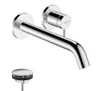 hansgrohe Tecturis S grifería de lavabo modelo empotrado para montaje en pared, EcoSmart+, alcance 225mm, 73351000, Color: cromado