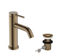 hansgrohe Tecturis S grifería de lavabo 80 CoolStart, EcoSmart+, con juego de desagüe, alcance 108mm, 73302140, Color: Bronce cepillado