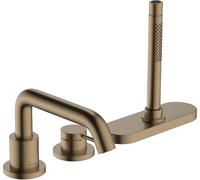 hansgrohe Tecturis S mezclador monomando de borde de bañera, 3 agujeros, con sBox, proyección 194mm, 73447140, Color: Bronce cepillado