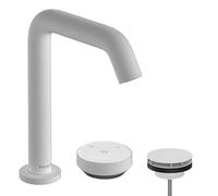 hansgrohe Tecturis S - grifo lavabo con desagüe, ahorro de energía (CoolStart), grifo monomando lavabo, altura del caño 151 mm, ahorro de agua (EcoSmart+), blanco mate, 73353700