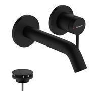hansgrohe Tecturis S - grifo lavabo empotrado con desagüe, grifo monomando lavabo 16,5 cm, mezclador monomando lavabo ahorro de agua (EcoSmart+), negro mate, 73350670