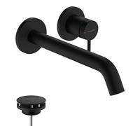 hansgrohe Tecturis S grifería de lavabo modelo empotrado para montaje en pared, EcoSmart+, alcance 225mm, 73351670, Color: negro mate
