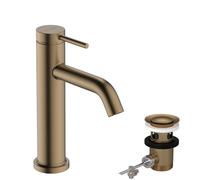 hansgrohe Tecturis S mezclador monomando de lavabo 110 CoolStart ahorro de agu proyección 116 mm, 73314140, Color: Bronce cepillado