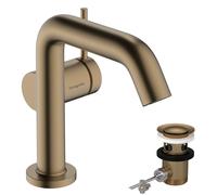 hansgrohe Tecturis S mezclador monomando de lavabo 110 Fine CoolStart ahorro de agu proyección 130 mm, 73323140, Color: Bronce cepillado