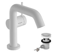 hansgrohe Tecturis S mezclador monomando de lavabo 110 Fine CoolStart ahorro de agu proyección 130 mm, 73323700, Color: Blanco mate