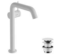 hansgrohe Tecturis S mezclador monomando de lavabo 240 Fine CoolStart ahorro de agu para lavabos sobre encimera, 167 mm de proyección, 73370700, Color: Blanco mate