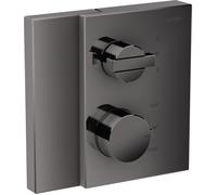 hansgrohe Termostato AXOR Edge empotrado con válvula de cierre y cambio, 46760330, Color: Cromo negro pulido
