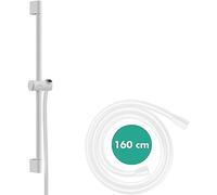 Barra de ducha Hansgrohe Unica Pulsify S, 65 cm con soporte para rociador y flexo de ducha, 24400, Color: Blanco Mate - 24400700