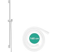 Barra de ducha hansgrohe Unica Pulsify S, 90 cm, con soporte de ducha Push y flexo de ducha, 24401700, Color: Blanco Mate