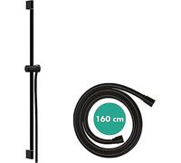 Barra de ducha hansgrohe Unica Pulsify S, 90 cm, con soporte de ducha Push y flexo de ducha, 24401670, Color: negro mate