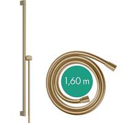 hansgrohe Barra de ducha Unica S PURO 90 cm, soporte para alcachofa de ducha Easy Slide, flexo de ducha Isiflex 160 cm, 24405140, Color: Bronce cepillado