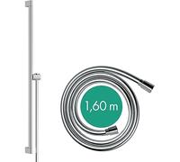 hansgrohe Barra de ducha Unica S PURO 90 cm, soporte para alcachofa de ducha Easy Slide, flexo de ducha Isiflex 160 cm, 24405000, Color: cromado