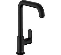 hansgrohe Vernis Blend M35 - grifo de cocina con ducha extraíble, 1 tipo de chorro, altura del caño 255 mm, grifo cocina fregadero con caño giratorio, negro mate, 71857670