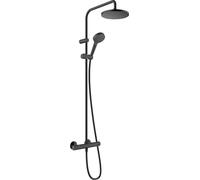 Hansgrohe Vernis Blend Sistema de ducha con termostato 200, 1 tipo de chorro Ahorro de agua con termostato, negro mate, 26089670
