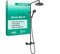 Hansgrohe Vernis Blend conjunto de ducha a pared con termostato con rociador con efecto lluvia negro 26276670