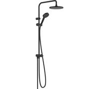 hansgrohe Vernis Blend - sistema de ducha sin grifo, ducha lluvia (⌀ 205 mm) con inversor, ducha de mano (2 tipos de chorro), flexo, barra, ducha fija redondo (1 tipo de chorro), negro mate, 26272670