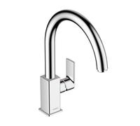 hansgrohe Vernis Shape - grifo de cocina, 1 tipo de chorro, mezclador monomando cocina 210 mm, grifo cocina fregadero con caño giratorio, cromo